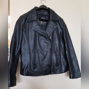 X Element Motorcycle Jacket Real Leather with Pockets for Should & Elbow Pads